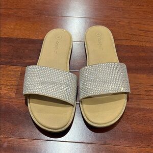 Cat & Jack Glittering Silver Slide Sandals